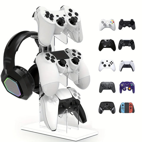 Universal 3-layer Controller Holder and Headphone Holder Game Accessories PS5 PS4 Storage Holder Black, White, Transparent