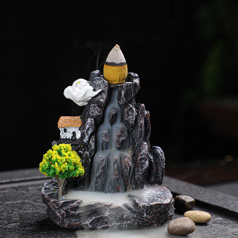 Incense Burner Resin Backflow Incense Burner Waterfall Incense Burner Innovative Tower Incense Sandalwood Aromatherapy Furnace