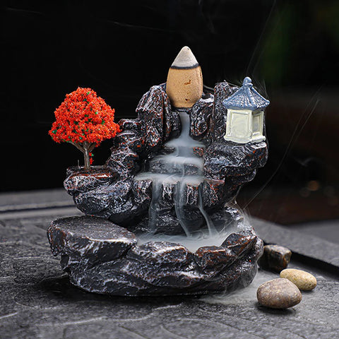 Incense Burner Resin Backflow Incense Burner Waterfall Incense Burner Innovative Tower Incense Sandalwood Aromatherapy Furnace